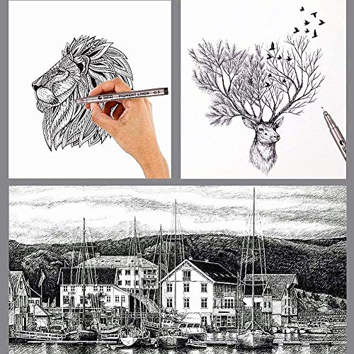 Black Fineliner Pens Art Pens - APOGO Fineliners Black Pens Drawing Pens for artists, Art Supplies Stationary Supplies Writing Pens, Micro Liner Pens for Manga ketch Book Anime Technical illustration