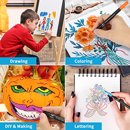 Mitoymia 24 Dual Tip Colouring Pens brush pens,Felt Tip Pens for Adults and children drawing pens,coloured pens art pens Set brush pens for colouring markers