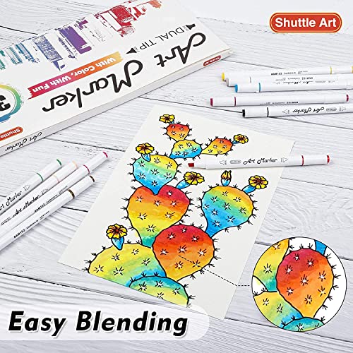 Shuttle Art 30 Colours Art Pens, Dual Tip Alcohol Based Markers Pens for Kids and Adult, Ideal Graphic Art Markers for Colouring, Drawing, Sketching and Cards Making