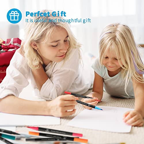 Mitoymia 24 Dual Tip Colouring Pens brush pens,Felt Tip Pens for Adults and children drawing pens,coloured pens art pens Set brush pens for colouring markers