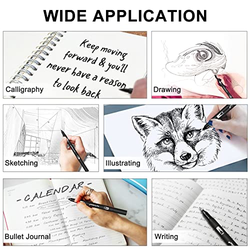 Gelanty Felt Tip Pens, 12 Pack Black Markers Colouring Pens for Adults and Children, 0.4mm Fineliners Pens for Art Drawing Sketching