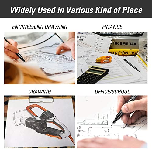 kingkindsun Set of 12 Micro Pens, Fine Point, Fineliner Ink Pens, Pigment Pen, Technical Drawing pen, Black, Waterproof, for Art Watercolor, Sketching, Anime, Manga, Scrapbooking