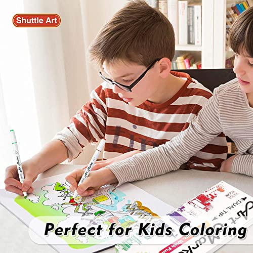 Shuttle Art 30 Colours Art Pens, Dual Tip Alcohol Based Markers Pens for Kids and Adult, Ideal Graphic Art Markers for Colouring, Drawing, Sketching and Cards Making