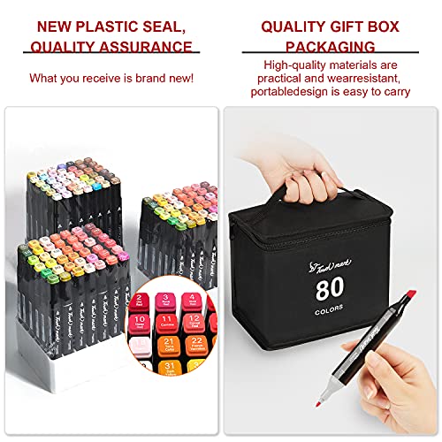 NATRUTH Permanent Markers Pens, Double Tipped Graphic Art Pens for Drawing, for Kids & Adults, Anime and Manga colouring Pen (80 Colours)