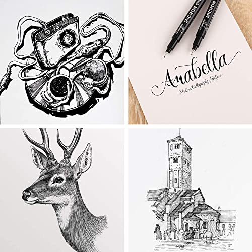 kingkindsun Set of 12 Micro Pens, Fine Point, Fineliner Ink Pens, Pigment Pen, Technical Drawing pen, Black, Waterproof, for Art Watercolor, Sketching, Anime, Manga, Scrapbooking