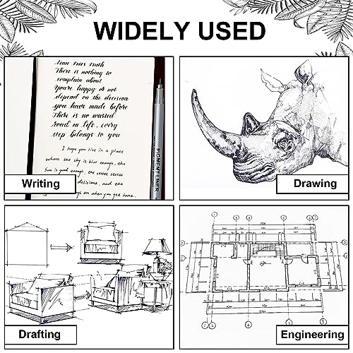 Black Fineliner Pens Art Pens - APOGO Fineliners Black Pens Drawing Pens for artists, Art Supplies Stationary Supplies Writing Pens, Micro Liner Pens for Manga ketch Book Anime Technical illustration