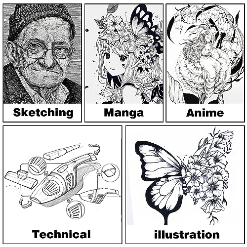 Black Fineliner Pens Art Pens - APOGO Fineliners Black Pens Drawing Pens for artists, Art Supplies Stationary Supplies Writing Pens, Micro Liner Pens for Manga ketch Book Anime Technical illustration