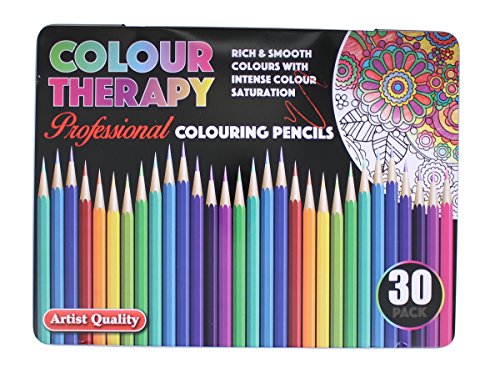 Layton Brothers Ltd 443715 30PC Asst Colour Therapy Coloured Pencil Professional School Class Kids / Children ART Craft Design Pack Artist Quality in Tin Case