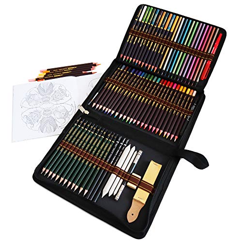 72 Colored Pencils Drawing Art Set,Professional Colouring Pencils and Sketching Graphite Art Supplies Set in Big Pencil Case,Unique Coloured Pencils for Coloring Book Drawing Sketching Designs