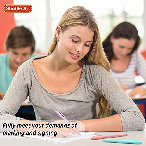 Shuttle Art Retractable Pastel Gel Ink Pens, 11 Pack Black Ink Pens, Cute Pens 0.5mm Fine Point for Writing Journaling Taking Notes School Office Home