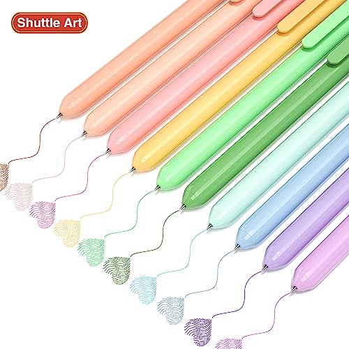 Shuttle Art 10 Colours Pastel Retractable Gel Pens, Pastel Ink Retractable Coloured Gel Pens, 0.5mm 8 Colours Gel Ink Pens, Fine Point Quick Drying Cute Pens