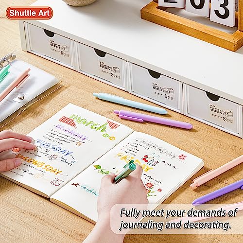 Shuttle Art 10 Colours Pastel Retractable Gel Pens, Pastel Ink Retractable Coloured Gel Pens, 0.5mm 8 Colours Gel Ink Pens, Fine Point Quick Drying Cute Pens
