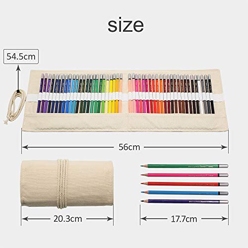 SCRIPTRACT Adult Colouring Pencils, 48 Coloured Pencil Set with Roll Up Canvas Pencil Wrap Sharpener Eraser, Stationary Pencils for Teen Girls, Artists Sketching, Kids Drawing (Set of 48)