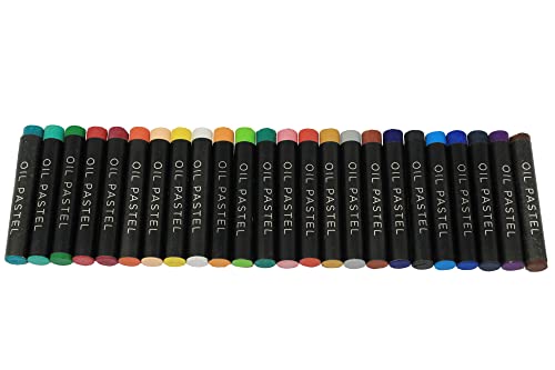 Bright Ideas Regular Oil Pastels - 24 Pack of Assorted Colours Oil Pastels Crayons - Intense Bright Colours - Perfect Oil Pastels for Kids, Artists, Students - Pastels for Paper, Card, Canvas