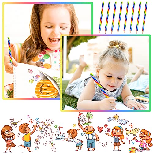 CAEEKER Rainbow Coloured Pencils, 20 PCS 4 in 1 Colour Pencils Wooden Colouring Pencils, Novelty Pencils for Kids Adults, Multicoloured Pencil for School Drawing Colouring Sketching (Pre-sharpened)
