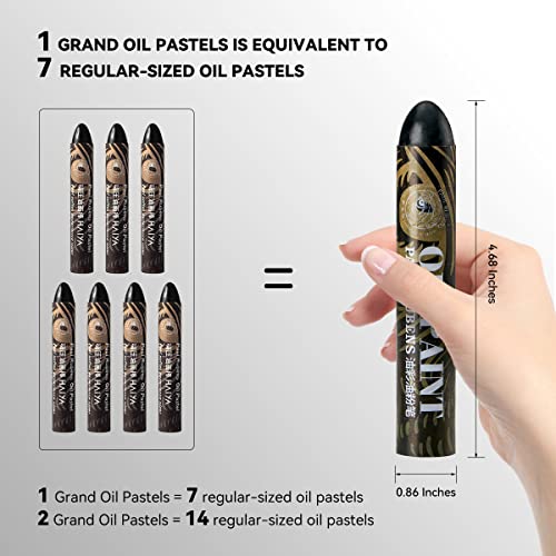 Paul Rubens Grand Black Oil Pastels, Pack of 1 HaiYa Artist Soft Oil Pastels Vibrant and Creamy, Art Supplies for Artists, Beginners, Students, Kids Art Painting Drawing