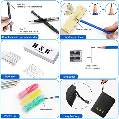 H & B Coloured Pencil,Artist Colouring Pencil,Professional Drawing Pencil Set for Children,Artists Adult,Painter Ideal for Sketching Kids (51 colorful pencils with sketch pad and book)