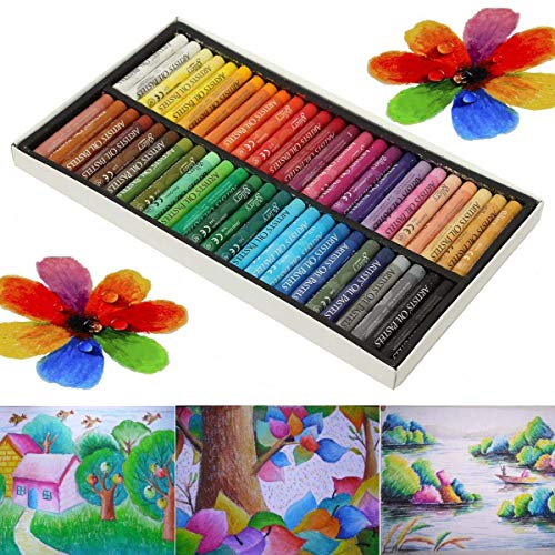 Oil Pastel Set,Professional Painting Oil Pastel Soft Drawing Graffiti Art Crayons Pastel Sticks Set Washable Round Oil Pastels for Artist,Student,Beginner 50 Colours