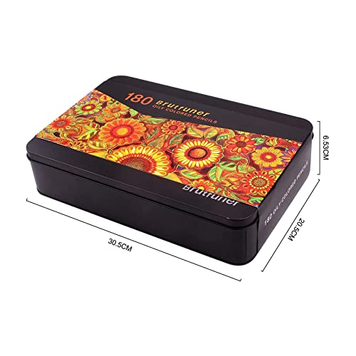 Laconile Colouring Pencils Set With Tin Box, 180 Brutfuner Coloured Pencils for Adult Colouring Books, Students or Kids School Art Supplies