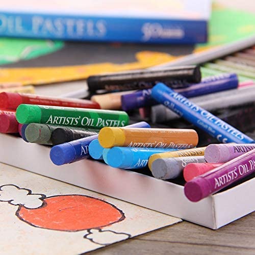 Oil Pastel Set,Professional Painting Oil Pastel Soft Drawing Graffiti Art Crayons Pastel Sticks Set Washable Round Oil Pastels for Artist,Student,Beginner 50 Colours