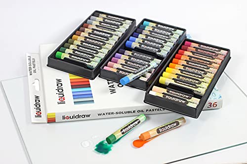 Liquidraw Oil Pastels Super Soft Water Soluble For Art, 36 Colours Watercolour Blending Oil Pastels Crayons Set For Artists, Students, Kids, Drawing, Sketching & Painting