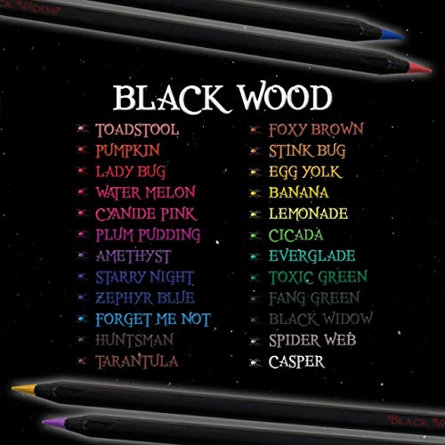 Black Widow Coloured Pencils For Adults - 24 Colouring Pencils - Smooth Pigments Colour Pencil Set - Best For Adult Colouring Pencil Drawing