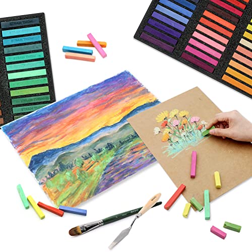 MONT MARTE Soft Pastels in Tin Box Signature 24pc, 24 Assorted Colours, Vibrant Pastel Sticks, Great Blending, Comes in Storage Case, Ideal For Art, Craft, Colouring and Sketching