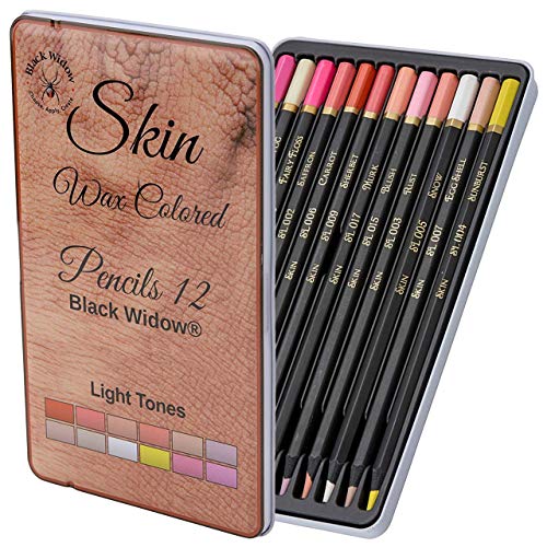 Black Widow Colouring Pencils for Adults, Light Tone Skin Pencils, Perfect Coloured Pencils Set For Adults and Drawing Pencil For Artists, Ideal Portrait Set Colouring - Now With Light Fast Ratings