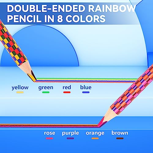 nsxsu 12 Jumbo Coloured Pencils for Adults/Kids, Double-Ended Rainbow Pencils, Multicoloured Pencils for Art Drawing, Colouring, Sketching, Pre-sharpened (12)
