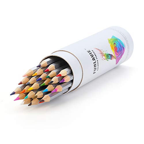 Colouring Pencils 24 Coloured Pencils Artist Sketch Colour Pencils for Adult Colouring Books by FUNLAVIE