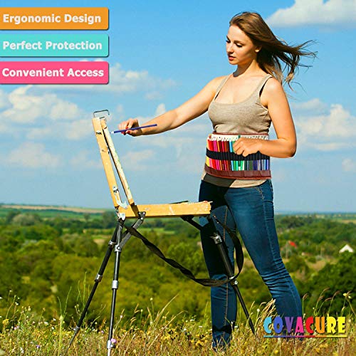 COVACURE Colouring Pencils Set 36 with Portable Canvas Pencil Wrap Case, Wood-Free Coloured Pencils with Sharpener for Children and Adults Drawing Colouring Books