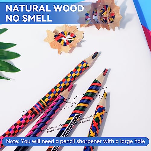 nsxsu 12 Jumbo Coloured Pencils for Adults/Kids, Double-Ended Rainbow Pencils, Multicoloured Pencils for Art Drawing, Colouring, Sketching, Pre-sharpened (12)