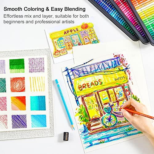 Shuttle Art 180 Colouring Pencils, Soft Core Coloured Pencils Set with 4 Sharpeners, Professional Colour Pencils for Artists Kids Adults Colouring Sketching and Drawing