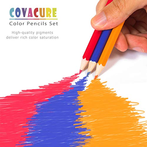 COVACURE Colouring Pencils Set 36 with Portable Canvas Pencil Wrap Case, Wood-Free Coloured Pencils with Sharpener for Children and Adults Drawing Colouring Books