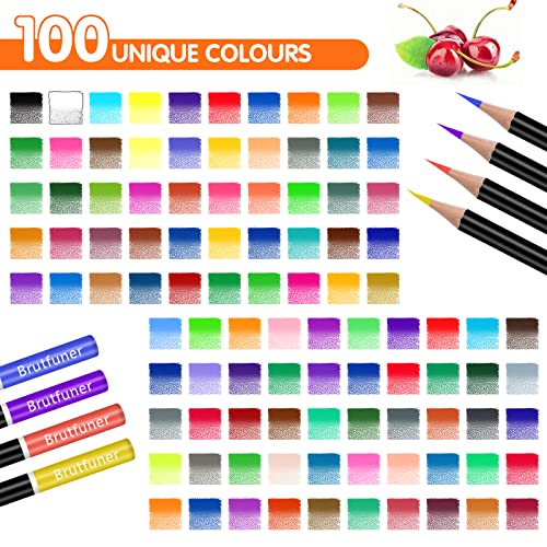 Efimeso 100 Colouring Pencils, Professional Coloured Pencils with Black Zipper Case,Colouring Pencils Set Ideal for Adults Kids Artists Drawing Sketching Colouring