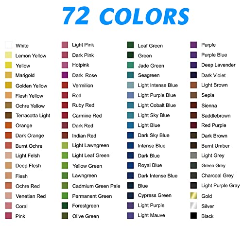 H & B Colouring Pencils 72 Colours Oil Based Coloured Pencils Drawing Set Professional Colouring Pencils Set with Colouring Book Art Sets for Adults Artists Beginners Kids