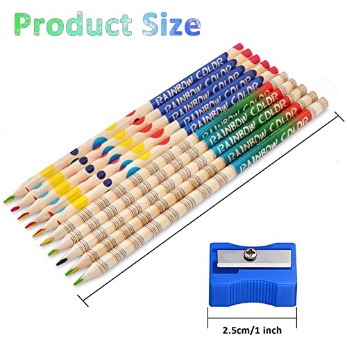 10pcs Colouring Pencils Rainbow Coloured Pencils With Pencil Sharpener, Wooden Colouring Pencils for Adults and Children, 4 in 1 Prismacolor Pencils Set With Vibrant Color Combinations