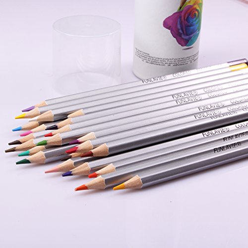 Colouring Pencils 24 Coloured Pencils Artist Sketch Colour Pencils for Adult Colouring Books by FUNLAVIE