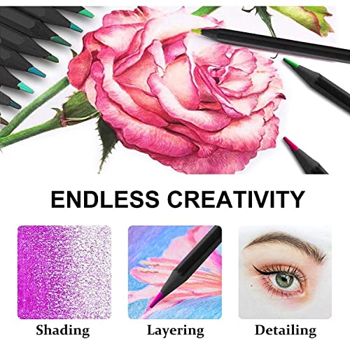 Colouring Pencils For Adults, Surcotto 36 Drawing Pencils, Coloured Pencils sketching pencils Artist Pencil Set for Beginner Children Drawing Painting Writing Colouring Book, Black Wood,Pre-sharpened