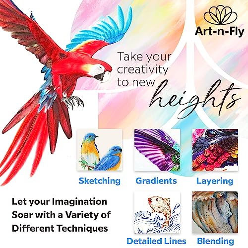 Art-n-Fly 48 Oil Pastel Pencils for Artists - Oil Based Coloured Pencils - Drawing, Sketching and Adult Colouring - Soft Core Art Colouring Pencils Set with Skin Tone