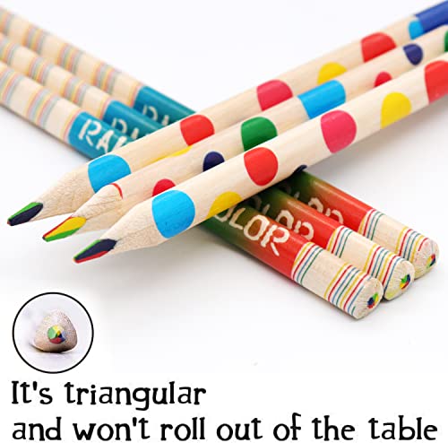 10pcs Colouring Pencils Rainbow Coloured Pencils With Pencil Sharpener, Wooden Colouring Pencils for Adults and Children, 4 in 1 Prismacolor Pencils Set With Vibrant Color Combinations