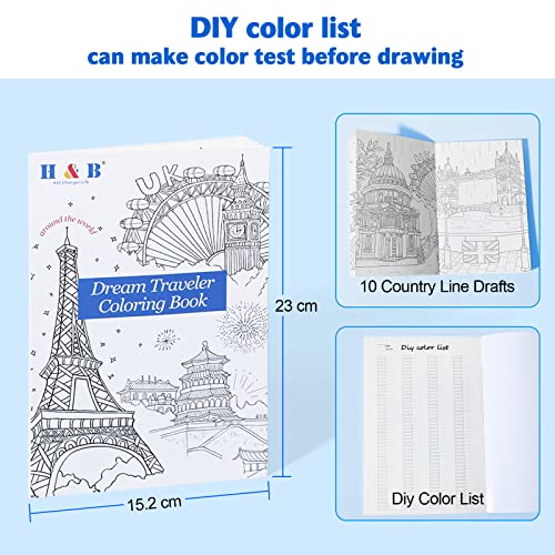 H & B Colouring Pencils 72 Colours Oil Based Coloured Pencils Drawing Set Professional Colouring Pencils Set with Colouring Book Art Sets for Adults Artists Beginners Kids