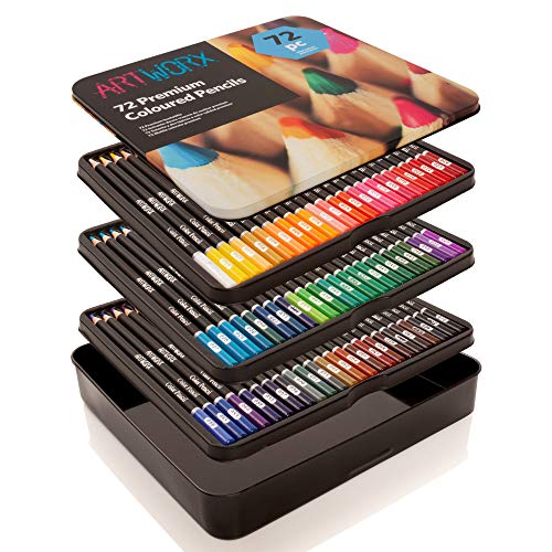 Artworx Premium Artist Colouring Pencils - 72 Coloured Pencils For Adults - Coloring Pencil Crayons Set