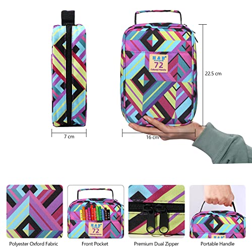 H & B Colouring Pencils 72 Colours Oil Based Coloured Pencils Drawing Set Professional Colouring Pencils Set with Colouring Book Art Sets for Adults Artists Beginners Kids