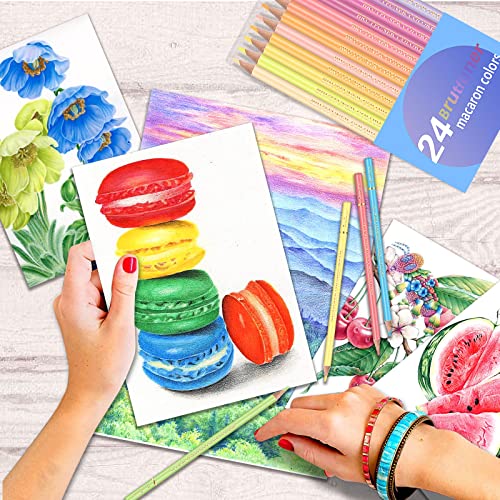 Efimeso Macaron 24 Artist Coloured Pencils, Pastel Pencils Colouring Pencils for Adults Colouring Books (24 Colours)