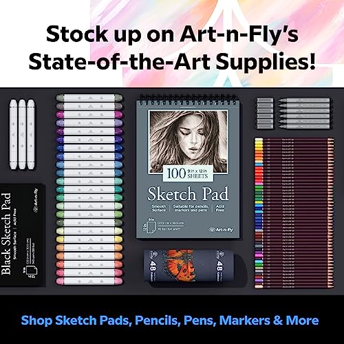 Art-n-Fly 48 Oil Pastel Pencils for Artists - Oil Based Coloured Pencils - Drawing, Sketching and Adult Colouring - Soft Core Art Colouring Pencils Set with Skin Tone