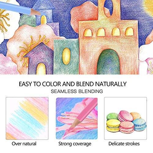 Efimeso Macaron 24 Artist Coloured Pencils, Pastel Pencils Colouring Pencils for Adults Colouring Books (24 Colours)