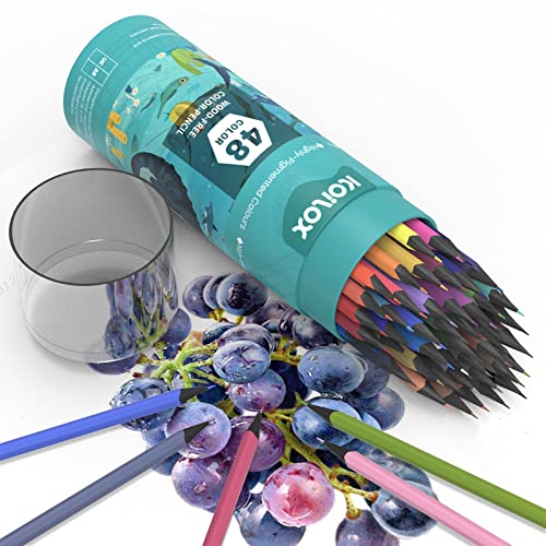 Koilox 48 Colors Gorgeous Pencils Oil-Based Erasable Coloring Drawing Pencil Set, Professional Colored Pencils For Kids,Adults,Beginners And Artists,Art Supplies For Drawing,Sketching,Coloring Books