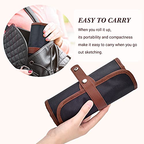 TOYESS 48 Professional Colouring Pencils Set with Portable Canvas Pencil Wrap Case, Wood-Free Coloured Pencils with Roll Up Canvas Pouch Package for Adults Colouring Books and Children Sketching