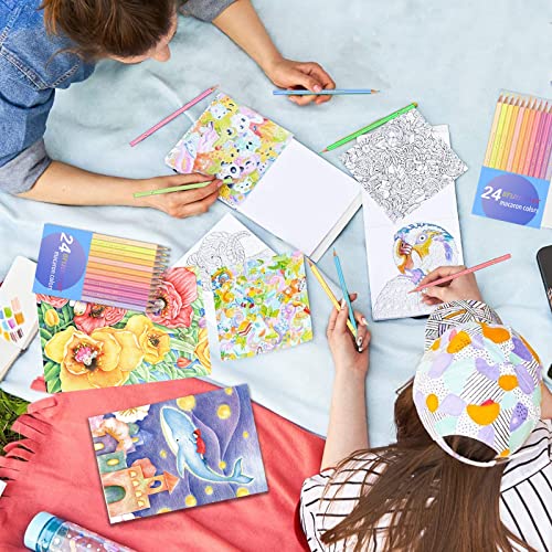 Efimeso Macaron 24 Artist Coloured Pencils, Pastel Pencils Colouring Pencils for Adults Colouring Books (24 Colours)